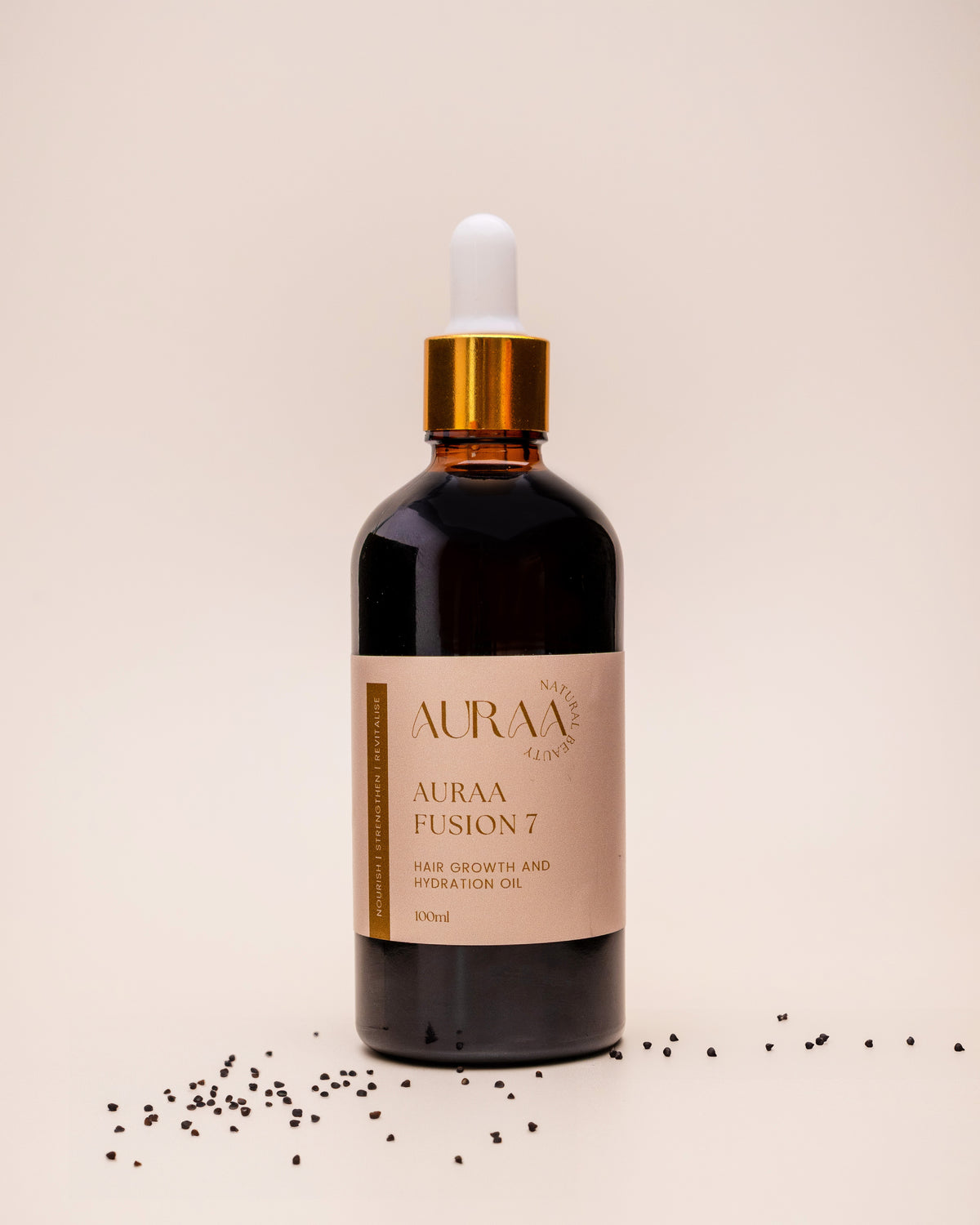 Auraa Fusion 7 hair oil bottle - natural hair growth oil, made in Australia